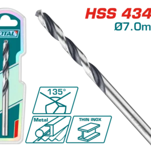 TOTAL 7mm HSS Drill Bit – HSS 4341, 135° Split Point- TAC1200704