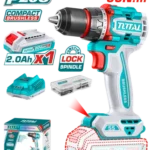 TOTAL 20V Brushless Cordless Drill with 2-Speed Gear, 55Nm Torque, LED Work Light, and 47-Piece Accessory Kit-TDLI205582