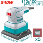 Total 240W Electric Sander with 5 Sandpapers & Extra Carbon Brushes- TF2241108