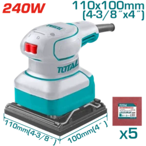 Total 240W Electric Sander with 5 Sandpapers & Extra Carbon Brushes- TF2241108