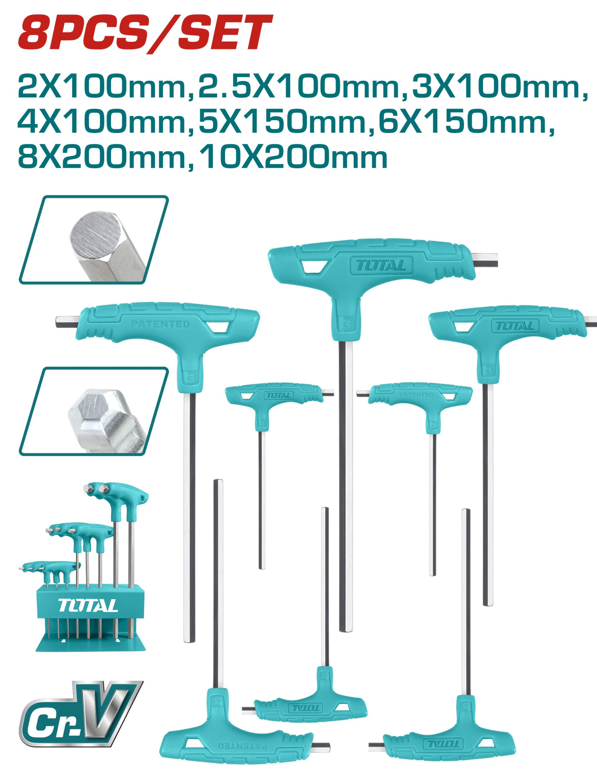 Total 8 Pcs T-Handle Ball Point Hex Wrench Set – THHW80826