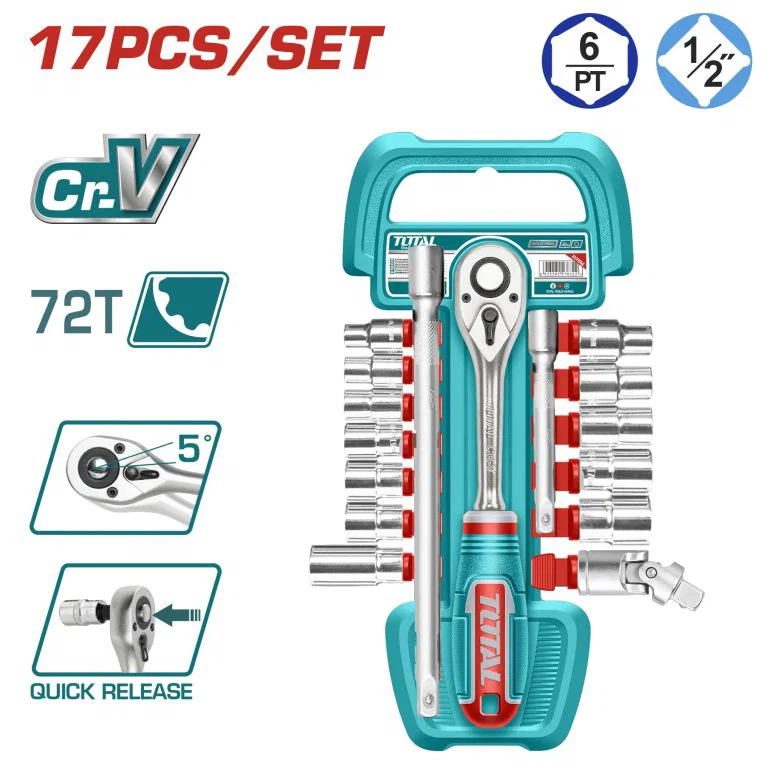 Total 17 Pcs 1/2″ Socket Set – THT121171